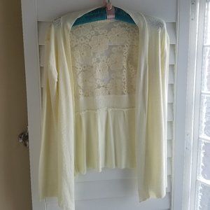 Spring Open Front Cardigan Long Sleeve Sheer Back
